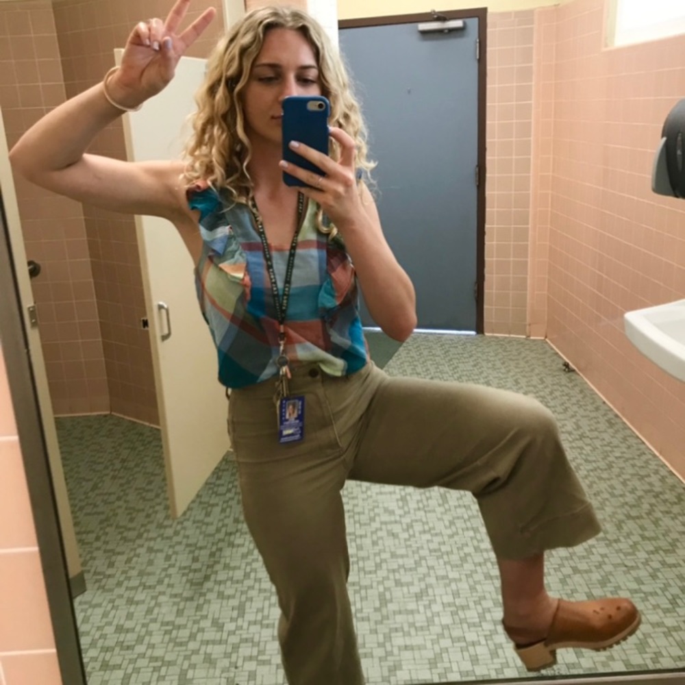 ANTHROPOLOGIE MAEVE Crop Top Blouse Plaid 1415E1